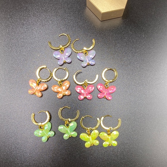 PICK YOUR COLOR! Opaque Acrylic Small Butterfly Earrings - Picture 6 of 6